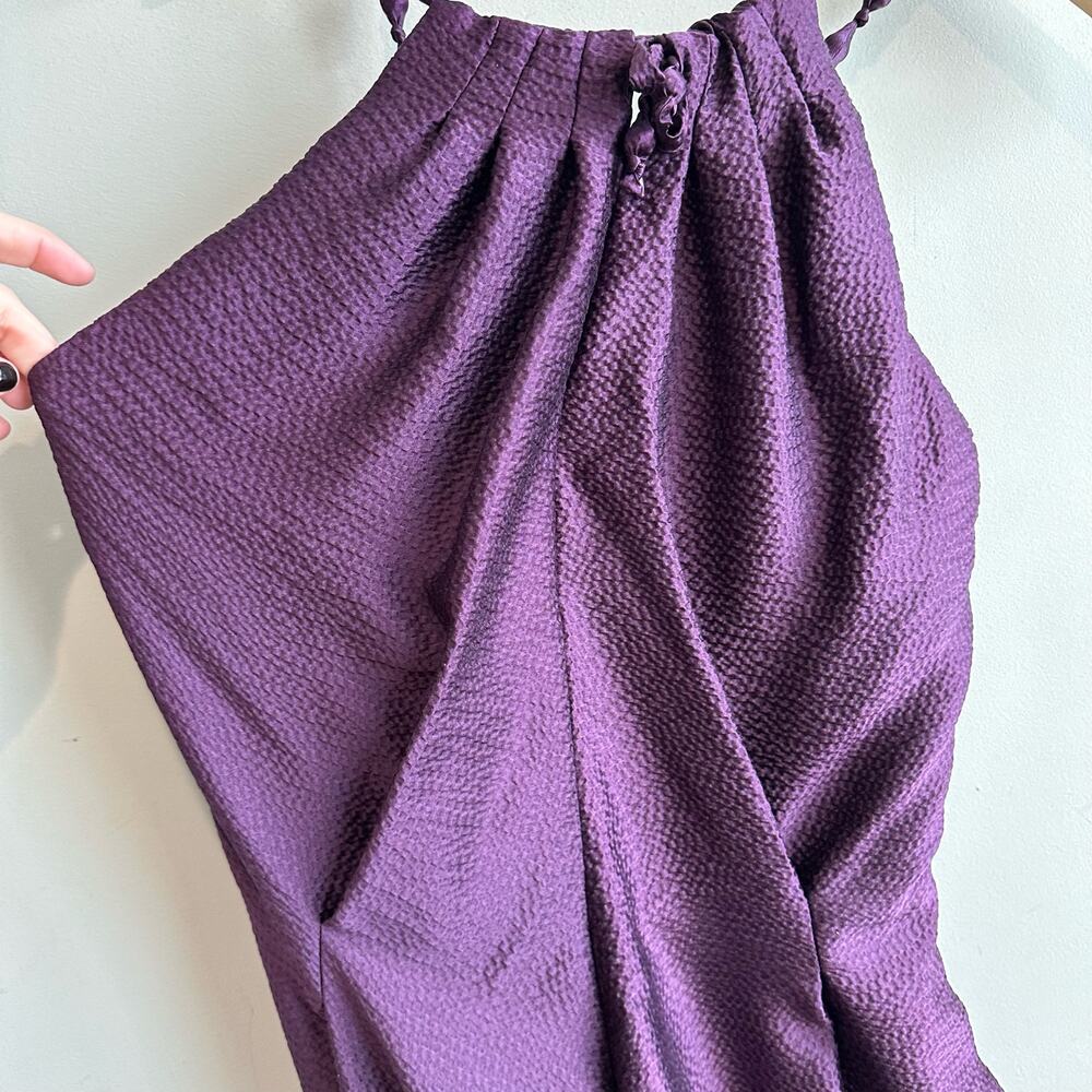 MaxMara Made in Italy Silk Halter Style Cocktail Dress Purple 8 - Picture 12 of 15